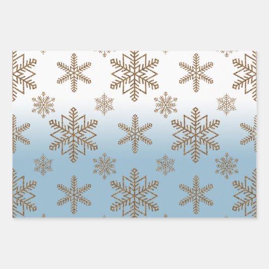 Ombre Blue Snowflake   Inpakpapier Vel (Voorkant)