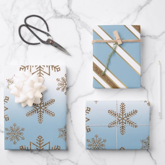 Ombre Blue Snowflake   Inpakpapier Vel (Voorkant)