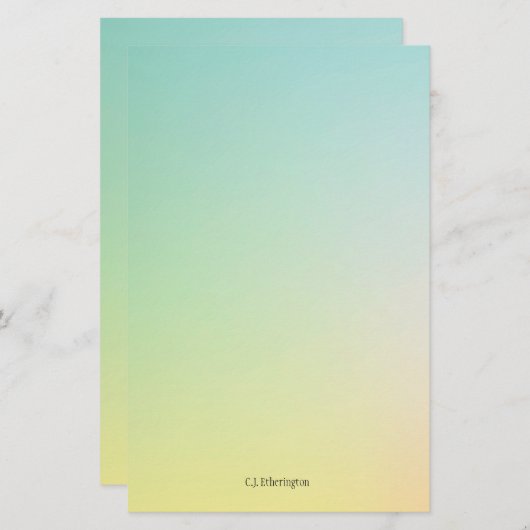 Ombre Blue/Yellow Personalized Briefpapier (Voorkant / Achterkant)