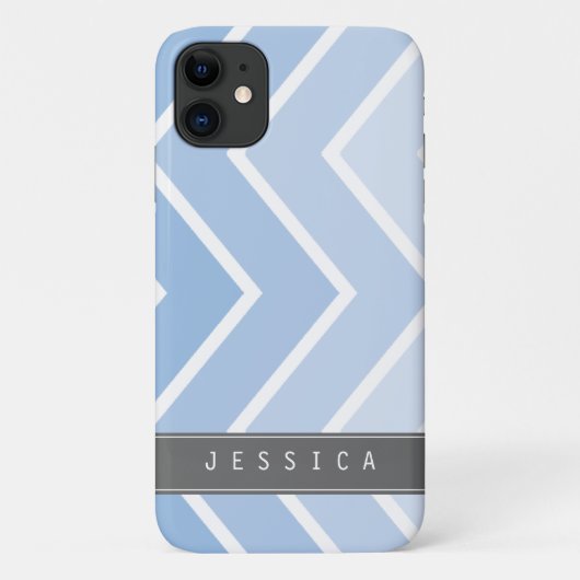 Ombre Blue Zig Zag Chevrons Pattern Case-Mate iPhone Case (Achterkant)