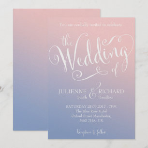 Ombre Blush Baby Blue Fairytale Weddenschap Kaart