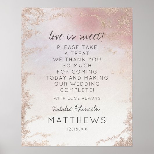 Ombre Blush Pink Folie Love is Sweet Wedding Sign Poster (Voorkant)