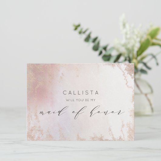 Ombre Blush Pink Frost Maid of Honor proposal Kaar (Staand voorkant)