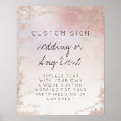 Ombre Blush Pink Frosted Custom Text Event Sign Poster (Voorkant)