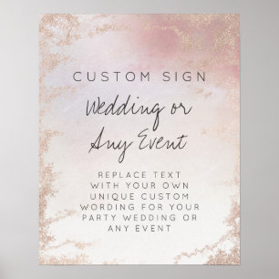 Ombre Blush Pink Frosted Custom Text Event Sign Poster