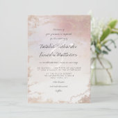 Ombre Blush Pink Frosted Folie Waterverf Wedding Kaart (Staand voorkant)