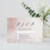 Ombre Blush Pink Frosted Folie Waterverf Wedding RSVP Kaartje (Staand voorkant)
