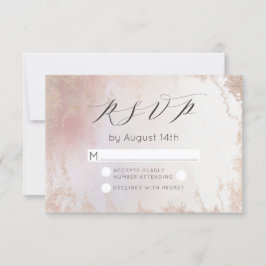 Ombre Blush Pink Frosted Folie Waterverf Wedding RSVP Kaartje