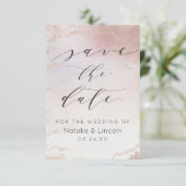 Ombre Blush Pink Frosted Folie Waterverf Wedding Save The Date (Staand voorkant)