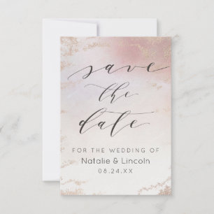 Ombre Blush Pink Frosted Folie Waterverf Wedding Save The Date