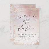 Ombre Blush Pink Frosted Roos Gold Wedding Save The Date (Voorkant / Achterkant)
