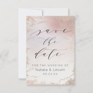 Ombre Blush Pink Frosted Roos Gold Wedding Save The Date