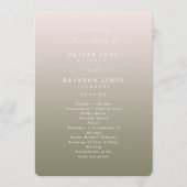 Ombre Blush Pink & Green Wedding Ceremony Programm Programmakaart (Voorkant)