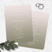 Ombre Blush Pink & Green Wedding Ceremony Programm Programmakaart