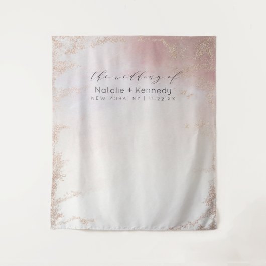 Ombre Blush Roze Bevroren Folie Fotocabine Achterg Wandkleed (Voorkant)