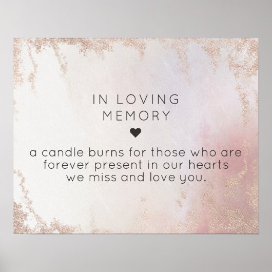 Ombre Blush Roze Bevroren "In Loving Memory" Teken Poster (Voorkant)