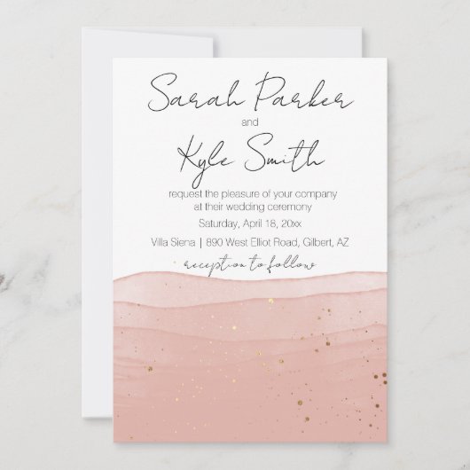 Ombre Blush Roze Bruiloft Kaart (Voorkant)