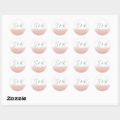 Ombre Blush Roze Bruiloft Ronde Sticker (Vel)