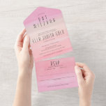 Ombre Blush Roze Elegant CUSTOM BAT BAR MITZVAH All In One Uitnodiging<br><div class="desc">Perfecte eenvoudige en elegante bar of vleermuismitswa uitnodiging! Hand gemaakte kunst op de achtergrond voor jou! Check mijn winkel voor andere kleuren en design. VOLLEDIG ! Klik op "Personaliseren" hierboven om de tekst te bewerken. Klik op "bewerken met behulp van design tool" om de lettertypen, kleuren en plaatsingen aan te...</div>