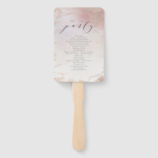 Ombre Blush Roze Frosted Bruiloft Ceremonie Progra Handwaaier (Achterkant)