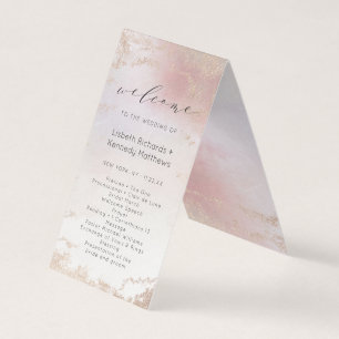 Ombre Blush Roze Frosted Bruiloft Ceremonie Progra Kaart