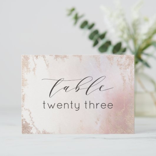 Ombre Blush Roze Frosted Bruiloft Tafelnummers (Staand voorkant)