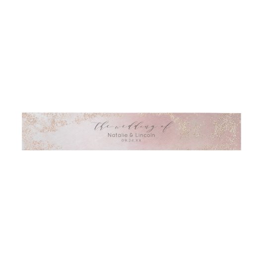 Ombre Blush Roze Frosted Folie Bruiloft Monogram Uitnodigingen Wikkel (Vlak)
