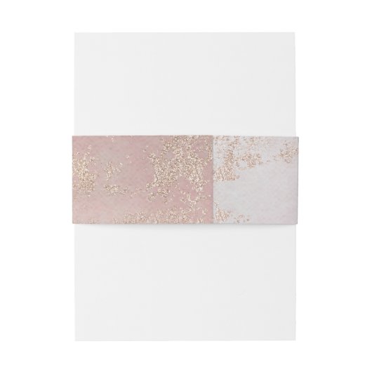 Ombre Blush Roze Frosted Folie Bruiloft Monogram Uitnodigingen Wikkel (Achterkant Voorbeeld)