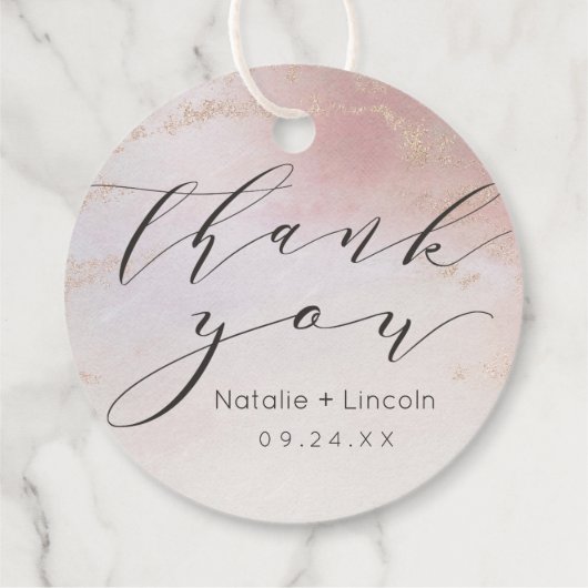 Ombre Blush Roze Frosted Folie Script Dank u Bedankjes Labels (Achterkant)