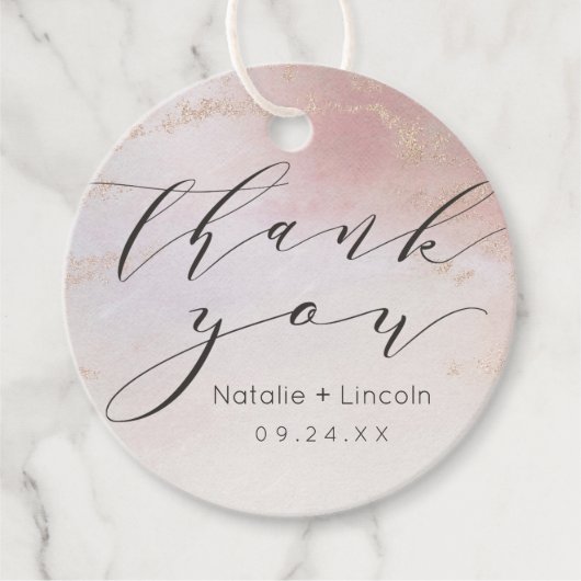 Ombre Blush Roze Frosted Folie Script Dank u Bedankjes Labels (Voorkant)