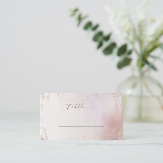 Ombre Blush Roze Frosted Folie Trouwtafel Nummer Plaatskaartje (Staand voorkant)
