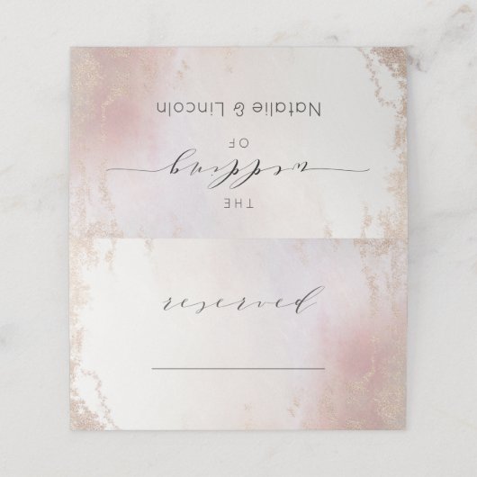 Ombre Blush Roze Frosted Gereserveerde Zitting Bru Plaatskaartje (Buitenkant ongevouwen)