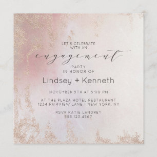 Ombre Blush Roze Frosted Square Verlovingsfeest Kaart