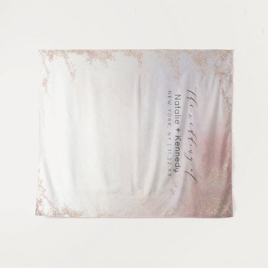 Ombre Blush Roze Geglazuurde Folie Photohokje Acht Wandkleed (Voorkant (horizontaal))