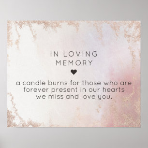 Ombre Blush roze, gewonnen in Loving Memory Sign Poster