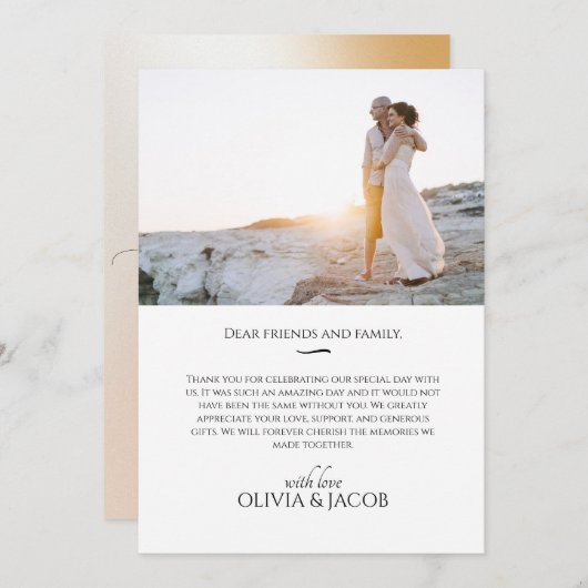 Ombre blush roze | Weddenschap Bedankkaart (Voorkant / Achterkant)