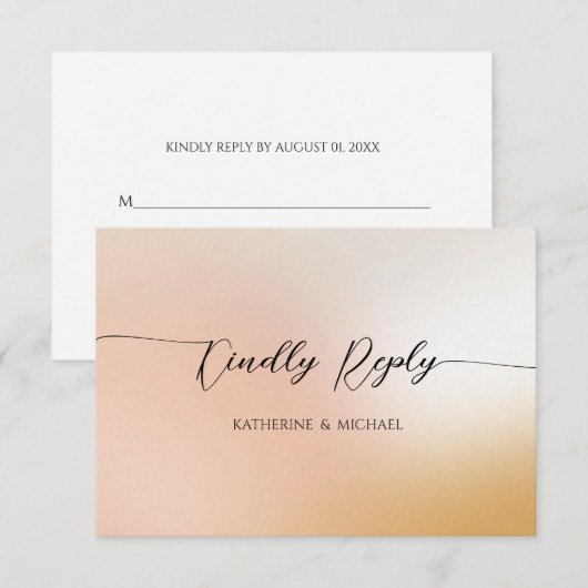 Ombre blush roze Wedding RSVP Kaartje (Voorkant / Achterkant)