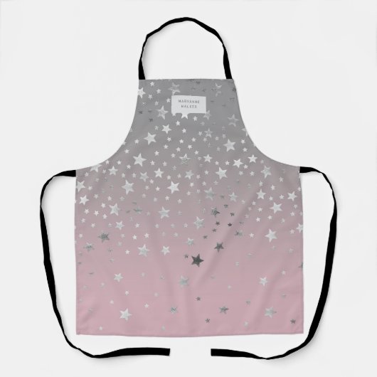 Ombre Blush Silver Stars Monogram schort (Voorkant)