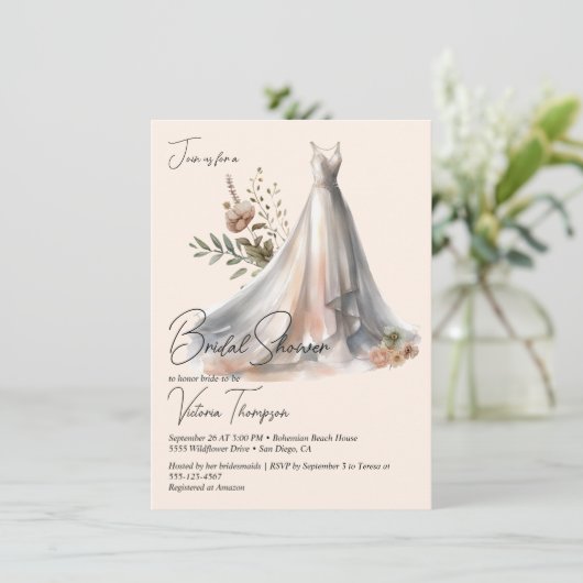 Ombre Boho Trouwjurk bloemenkledij Vrijgezellenfee Kaart (Staand voorkant)