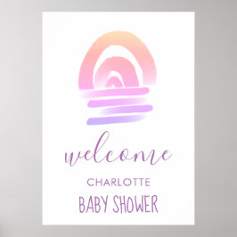 Ombre Boho Waterverf Rainbow Baby Girl Shower Poster