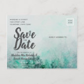 Ombre bos waterverf dennenbomen Save the Date Aankondigingskaart (Achterkant)