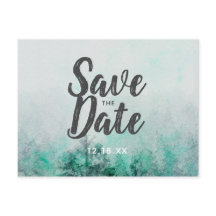 Ombre bos waterverf dennenbomen Save the Date