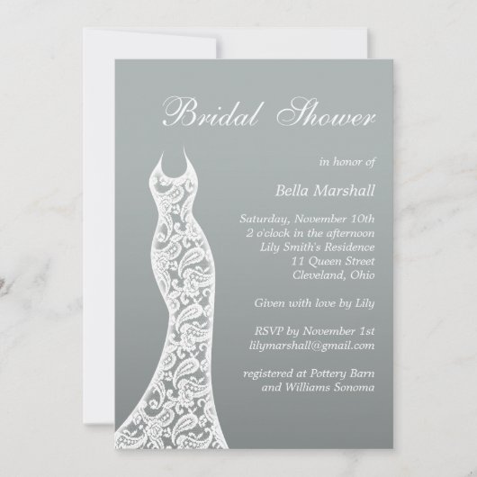 Ombre Bridal Shower Invitation in Paloma Gray Kaart (Voorkant)