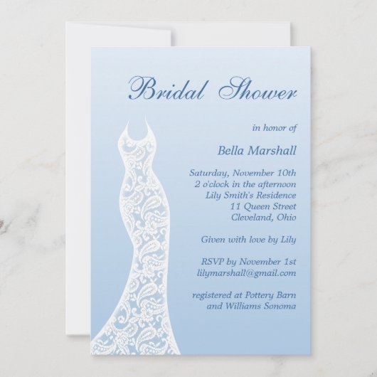 Ombre Bridal Shower Invitation in Placid Blue Kaart (Voorkant)