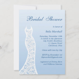 Ombre Bridal Shower Invitation in Placid Blue Kaart