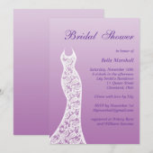 Ombre Bridal Shower Invitation in Radiant Orchid Kaart (Voorkant / Achterkant)