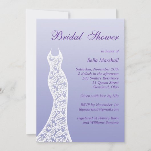 Ombre Bridal Shower Invitation in Violet Tulip Kaart (Voorkant)