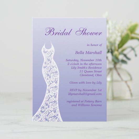 Ombre Bridal Shower Invitation in Violet Tulip Kaart (Staand voorkant)
