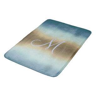 Ombre Brown Blue Pastels Monogram Badmat