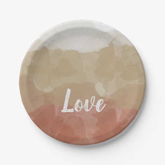 Ombre Brown en Tan Love Graceful Gradient Papieren Bordje (Voorkant)